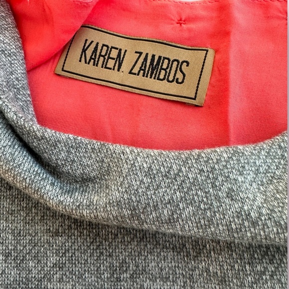 Women’s Karen Zambos Grey And Pink Open Back Mix Material Tank Top Size Large - Picture 6 of 9